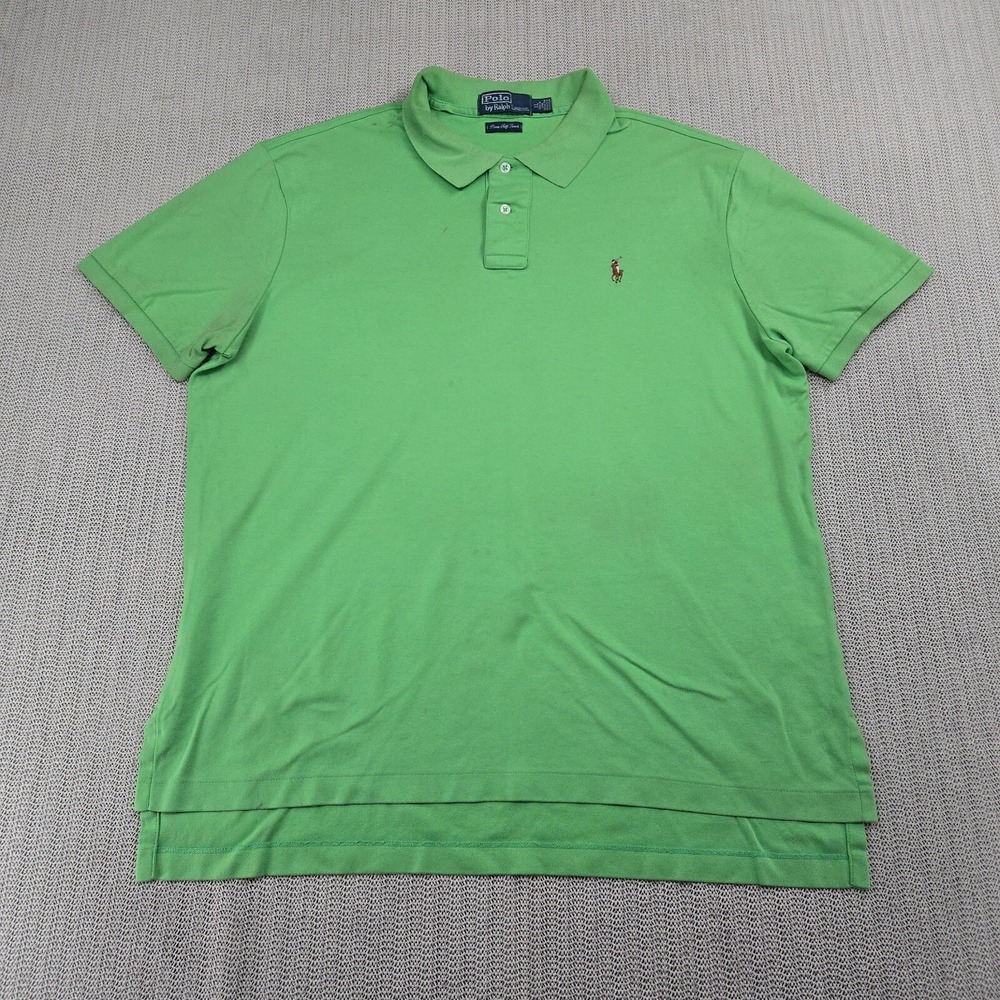 Polo Ralph Lauren Shirt Mens Extra Large Green Flesh Pony Pima Soft Touch Preppy
